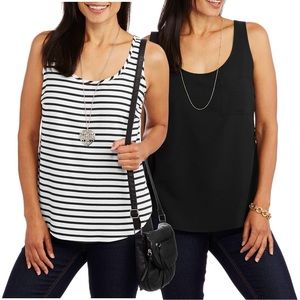 🔴LAST CHANCE🔴 Blue Stripe ➕Solid Black Tank Tops